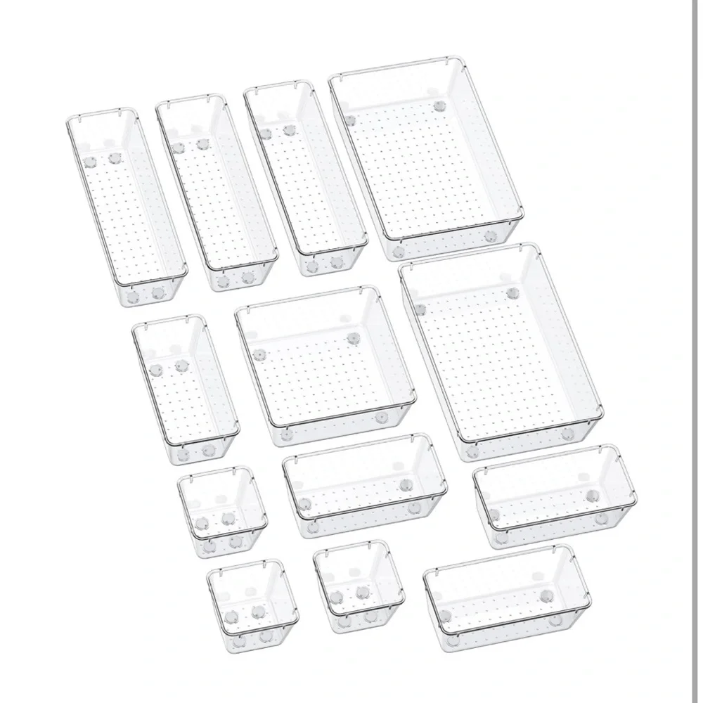 Clear Plastic Storage Bin Set - Multi-Size Organizer